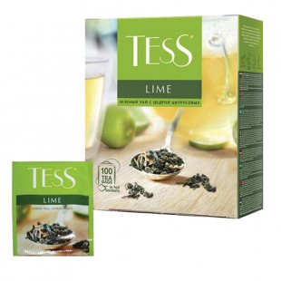 Чай зеленый TESS "Lime", 100 пакетов, коробка