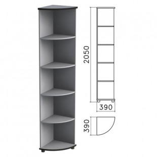 Шкаф-стеллаж угловой МОНОЛИТ, 390х390х2050 мм, серый