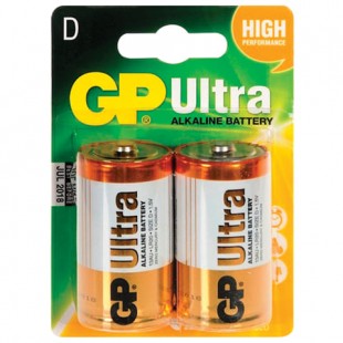 Батарейки алкалиновые GP "Ultra", D, комплект 2 штуки