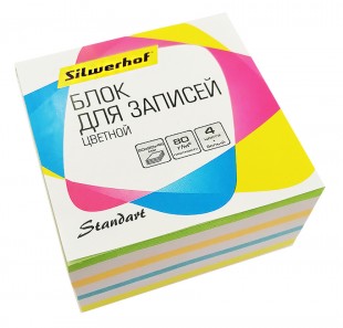 Блок для записей SILWERHOF "Стандарт", 90х90х45 мм, 5 цветов
