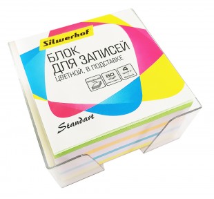 Блок для записей в подставке SILWERHOF "Стандарт", 90х90х45 мм, 5 цветов