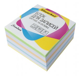 Блок для записей на склейке SILWERHOF "Стандарт", 90х90х45 мм, 3 цвета