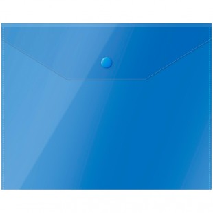 Папка-конверт на кнопке OFFICE SPACE, А5, 150 мкм, пластик, синий прозрачный