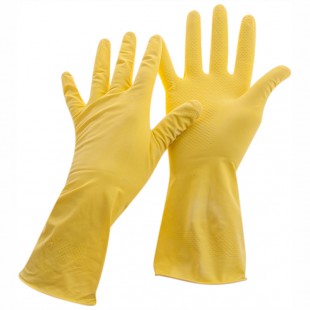 Перчатки хозяйственные OFFICE CLEAN "Стандарт", размер L, латекс с напылением, желтый