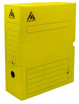 Короб архивный с клапаном БЮРОКРАТ, 100 мм, микрогофрокартон, желтый
