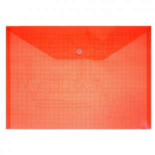 Папка-конверт на кнопке CG "Клетка", А4, 140 мкм, пластик, красный