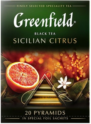 Чай черный GREENFIELD "Sicilian Citrus", 20 пирамидок, коробка