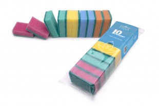 Губки хозяйственные PRIDE "Гранд", 110х80х30 мм, поролон, микс, комплект 10 штук