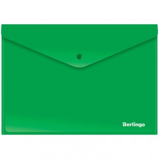 Папка-конверт на кнопке BERLINGO, А4, 180 мкм, зеленый