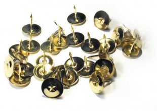 Кнопки канцелярские LAMARK, металл, золотистый, комплект 100 штук