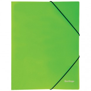 Папка на резинках BERLINGO "Neon", 40 мм, 500 мкм, неон зеленый