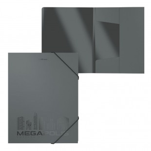 Папка на резинках ERICH KRAUSE "Megapolis", 5 мм, 600 мкм, серый