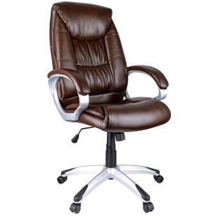 Кресло руководителя HELMI "HL-E06 Balance", экокожа/пластик, коричневый