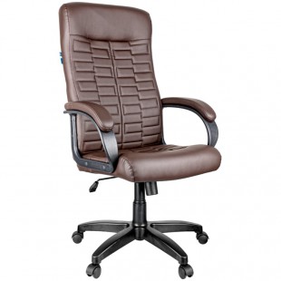 Кресло руководителя HELMI "HL-E80 Ornament", экокожа/пластик, коричневый