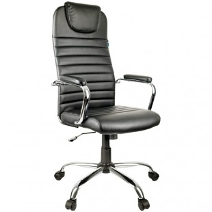 Кресло руководителя HELMI "HL-E25 Intelligent", экокожа/металл, черный