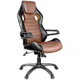 Кресло компьютерное HELMI "HL-S03 Drift", экокожа/пластик, коричневый