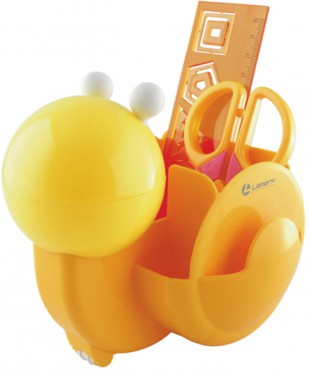 Канцелярский набор детский LAMARK "Улитка", 5 предметов, желтый