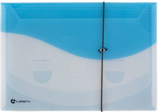 Папка на резинках на 4 отделений LAMARK "Каскадная", А4, 10 мм, 400 мкм, прозрачный/синий