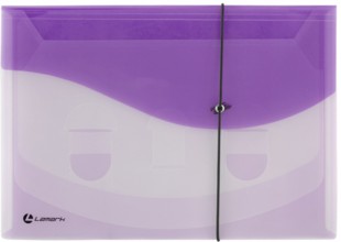 Папка на резинках на 4 отделений LAMARK "Каскадная", А4, 10 мм, 400 мкм, прозрачный/лиловый