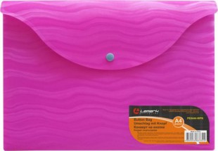 Папка-конверт на кнопке LAMARK "Волна", А4, 400 мкм, розовый