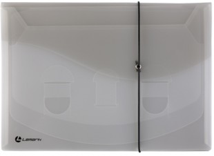 Папка на резинках на 4 отделений LAMARK "Каскадная", А4, 10 мм, 400 мкм, прозрачный/черный