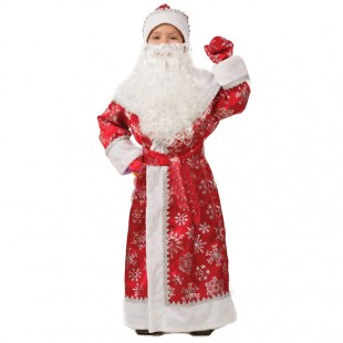 Костюм карнавальный БАТИК "Дед Мороз", размер 34, сатин, красный