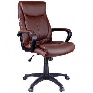 Кресло руководителя HELMI "HL-E02 Income", экокожа/пластик, коричневый