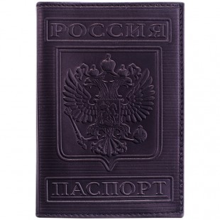 Обложка для паспорта OFFICE SPACE, кожа, черный, тиснение "Герб"