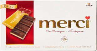 Шоколад темный MERCI "Марципан", 100 г, коробка