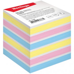 Блок для записи на склейке BERLINGO "Rainbow", 80х80х80 мм, 800 листов, набор 4 цвета