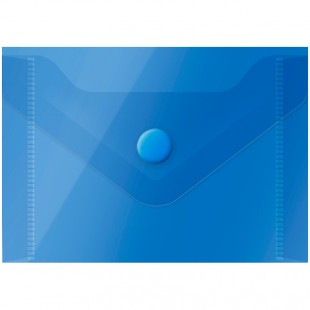 Папка-конверт на кнопке OFFICE SPACE, А7, 150 мкм, пластик, синий прозрачный