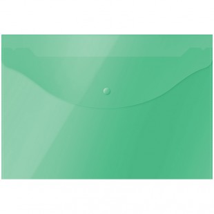 Папка-конверт на кнопке OFFICE SPACE, А4, 120 мкм, пластик, зеленый