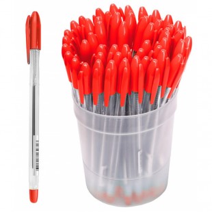 Ручка шариковая СТАММ "Vega", узел 0,7 мм, пластик, красный