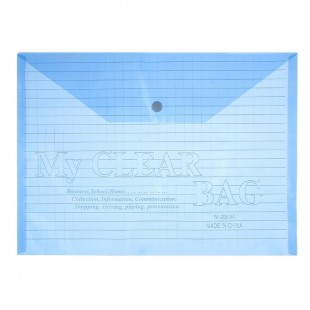 Папка-конверт на кнопке CG "Клетка", А4, 140 мкм, пластик, синий