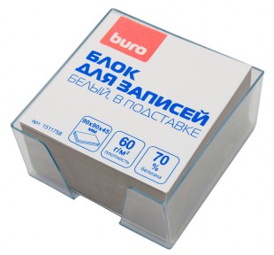 Блок для записей в подставке BURO "Эконом", 90х90х45 мм, белый (70%)