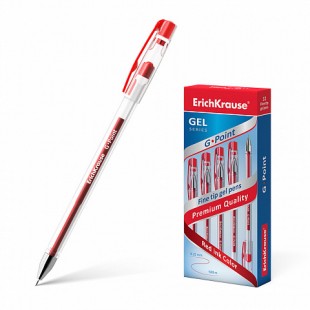 Ручка гелевая ERICH KRAUSE "G-Point", игольчатый узел 0,25 мм, пластик, красный