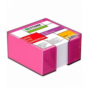 Блок для записи в подставке СТАММ, 90х90 мм, 500 листов, белый (фиолетовый)