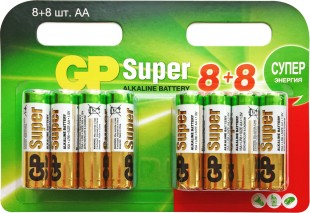 Батарейки алкалиновые GP "Super", АА, комплект 16 штук