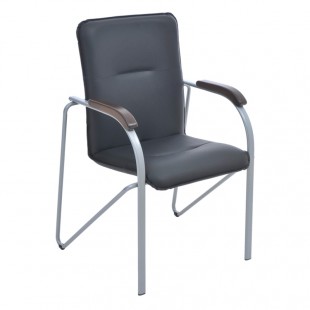 Кресло для посетителей HELMI "HL-F03 Самба", экокожа/металл, черный