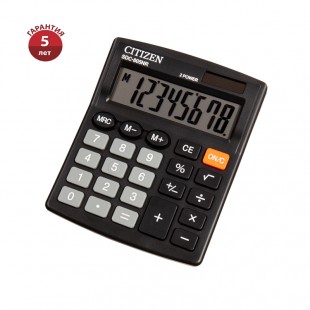 Калькулятор настольный CITIZEN "SDC-805NR", 8 разрядов, 120x105х21 мм, пластик, черный