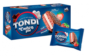 Пирожные TONDI "Choco Pie Клубничные", 180 г, коробка
