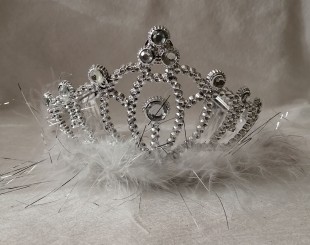 Корона КАРНАВАЛИЯ "Лебедушка", с перьями, 10х8,5 см., пластик, стразы