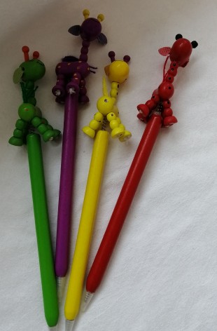 Ручка СИМА-ТОЙС "Жираф" с игрушкой, 23 см., дерево, микс.