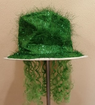 Шляпа карнавальная КАРНАВАЛИЯ "Праздничная", 47х31 см., текстиль, искусственный волос, зеленый