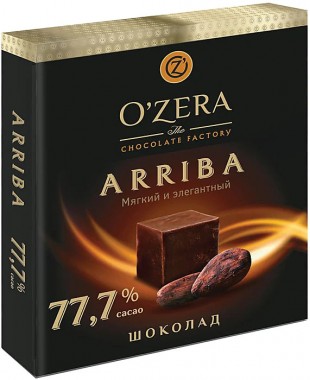 Шоколад с содержанием какао 77,7% OZERA "Arriba", 90 г., фольга, бумага