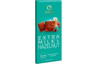 Шоколад молочный OZERA "Extra milk & Hazelnut", 90 г., картон