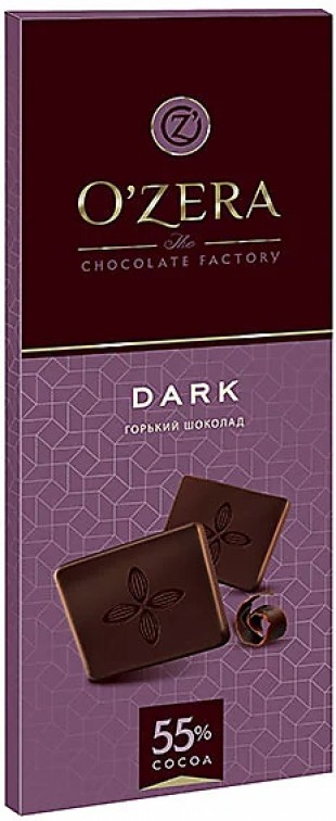 Шоколад горький с содержанием какао 55% OZERA "Dark", 90 г., картон