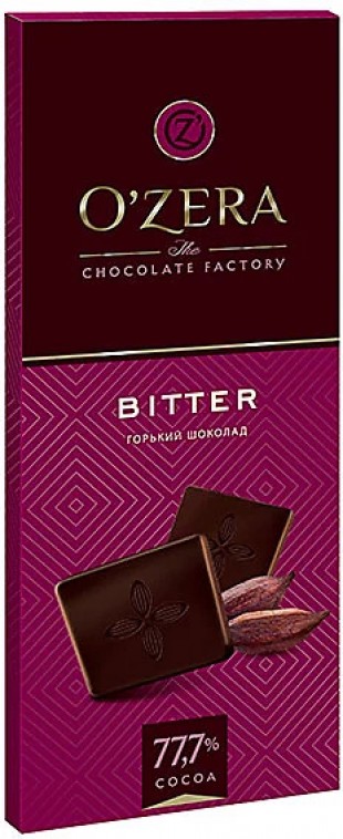 Шоколад горький с содержанием какао 77,7% OZERA "Bitter", 90 г., картон