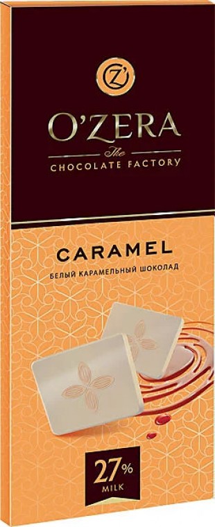 Шоколад белый карамельный OZERA "Caramel", 90 г., картон