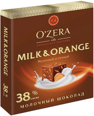 Шоколад молочный OZERA "Milk & Orange", 90 г., фольга, бумага
